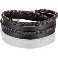 LGT JWLS Leren Wrap armband LGT Jewels Gevlochten leer Zwart Bruin