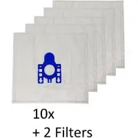 AA Commerce - Stofzuigerzakken - Geschikt voor Miele Complete C3 Black Diamond (EcoLine) - 10 stuks + 2 filters
