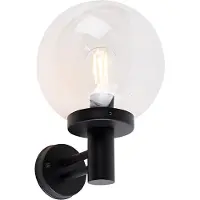 QAZQA Buiten wandlamp zwart met kunststof bol IP44 RVS - Sfera