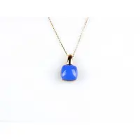 Sophie model Caprice ketting in zilver roze verguld met hanger blauwe steen