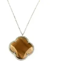Sophie model Fiori grote klaver collier in zilver grote klaver bruin