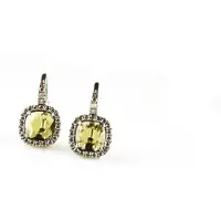 Sophie model Classic oorringen in zilver gezet met kaki steen en cubic zirconia