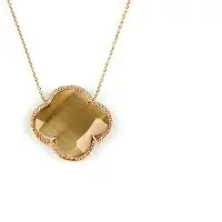 Sophie model Fiori grote klaver ketting in zilver roze verguld bruine klaver