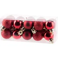 COSY&TRENDY Cosy @ Home Kerstballen - Donkerrood - Kunststof - Ø3cm ( Set van 20 )