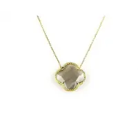 Sophie model Fiori kleine klaver collier in zilver verguld grijs