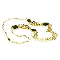 Sophie model Chanel collier in brons goudkleurige schakels en groene stenen