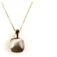 Sophie model Caprice ketting in zilver roze verguld met hanger grijze steen