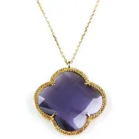 Sophie model Fiori grote klaver ketting in zilver roze verguld paarse klaver