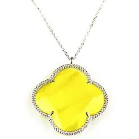 Sophie model Fiori grote klaver collier in zilver grote klaver geel