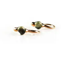 Sophie model Piccolo oorringen in zilver roze verguld cabochon groen