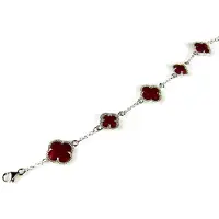 Sophie model 5 fiori armband in zilver koraalrood