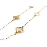 Sophie model Fiori open klavers collier in zilver roze verguld grijze klavers