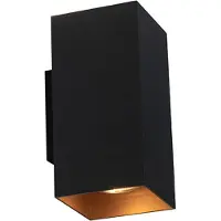 QAZQA Design vierkante wandlamp zwart met gouden binnenkant - Sab