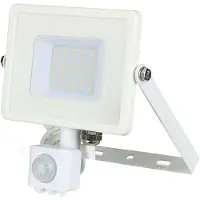 BES LED LED Bouwlamp 30 Watt met Sensor - LED Schijnwerper - Viron Dana - Helder/Koud Wit 6400K - Mat Wit - Aluminium - SAMSUNG