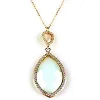 Sophie model Markies collier in zilver roze verguld gezet lichtblauwe steen en cubic zirconia