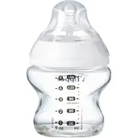 Tommee tippee Closer to Nature- glazen zuigfles - langzame uitstroomsnelheid - anti-colic ventiel - 150 ml - verpakking van 1 stuk - doorzichtig