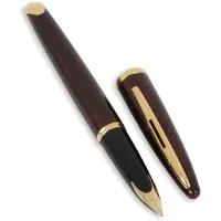 Waterman Carène Marine Amber-vulpen | glanzend bruin en zwart met 23-karaats gouden clip | mediumpunt met blauwe inktpatroon | geschenkverpakking