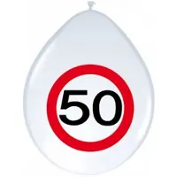 Folat 24x stuks Ballonnen 50 jaar verkeersbord versiering - Ballonnen