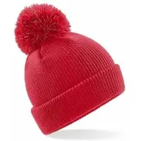 Beechfield Winter muts voor kinderen rood gebreid met pompom - jongens en