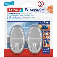 TESA 6x Powerstrips mat chroom haken ovaal large - Klusbenodigdheden