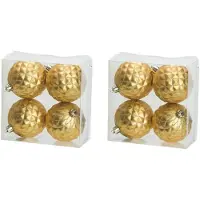 Décoris 8x Luxe gouden kunststof kerstballen 8 cm - Onbreekbare plastic