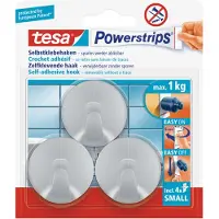 TESA 9x Powerstrips ronde haken chroom small - Klusbenodigdheden -