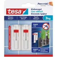 TESA 4x stuks klevende spijkers - wit - verstelbaar - voor