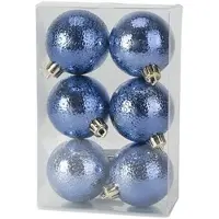 Cosy & Trendy 18x Donkerblauwe kunststof kerstballen 6 cm - Cirkel motief -