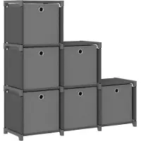vidaXL Kast met 6 vakken met boxen 103x30x72,5 cm stof grijs