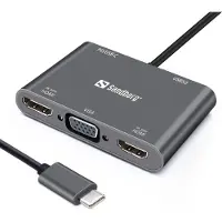 Sandberg USB-C DOK 2XHDMI+1XVGA+USB+PD (136-35)