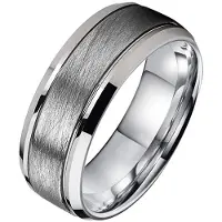 TJ Tom Jaxon Zilverkleurige wolfraam heren ring Geborsteld Mat en Glans-17mm