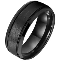 TJ Tom Jaxon Zwarte wolfraam heren ring Geborsteld Mat en Glans-18mm