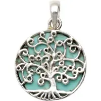 MOOYE ® - Collectie Zilveren Levensboom met turquoise kettinghanger