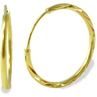 New Bling 9SIL 20536 Zilveren Oorringen Dames - Zilver - Klapoorring - 25mm Doorsnee - 1,8mm Dik - Bewerkt - Goudkleurig