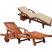 Casaria Ligbed Tami Sun Acaciahout 196x55x5cm incl kussen