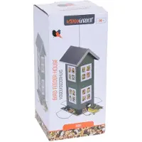 Pro Garden 2x Stuks vogel voeder huisje voor vogelzaad grijs metaal 27 cm - Vogelvoederhuisjes