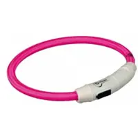 Trixie lichtgevende halsband hond flash usb tpu/nylon roze 35x0,7 cm