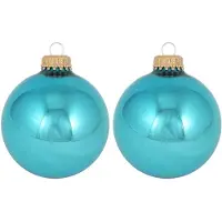 Bellatio 8x Turquoise blauwe glazen kerstballen glans 7 cm kerstboomversiering
