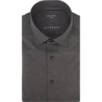 Olymp Luxor Stretch Jersey Overhemd 24/Seven Antraciet | Grijs | Maat 41