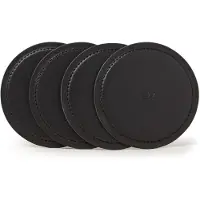 Dutchdeluxes Onderzetter Coaster Split Leather Black (set van 4)