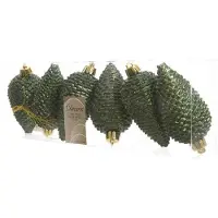 Décoris Dennenappel kerst ornament | | 6 stuks (Groen)