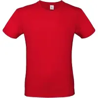 B&C Set van 3x stuks rood basic t-shirt met ronde hals voor heren - katoen - 145 grams - rode shirts / kleding, maat: S (48)
