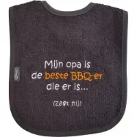 Funnies Zwarte slab met "Mijn opa is de beste bbq-er die er is... (zegt hij)"