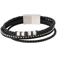 Ixxxi Men Leather Bracelet Hunter Zilverkleurig - maat 21,5