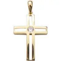 Christian Gouden kruis met solitaire zirkonia
