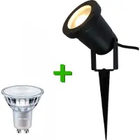 Lybardo Buitenverlichting / tuinverlichting - grondspot / tuinspot Marseille Zwart - 1x Philips GU10 LED lamp 4.6W - 2700K Warm Wit
