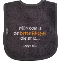 Funnies Zwarte slab met "Mijn oom is de beste bbq-er die er is... (zegt hij)"