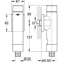 GROHE Rondo closet drukspoeler 3/4 inch z/stopkraan