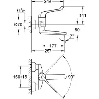 GROHE Euroeco veiligheids wandkraan draaibare uitloop chroom