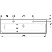 Geberit Xeno2 wastafel 160 cm ,2 kraangaten, zonder overloop, wit